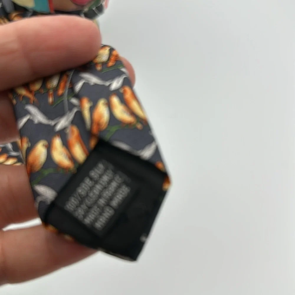Lancel Paris Birds on Branch Silk Tie